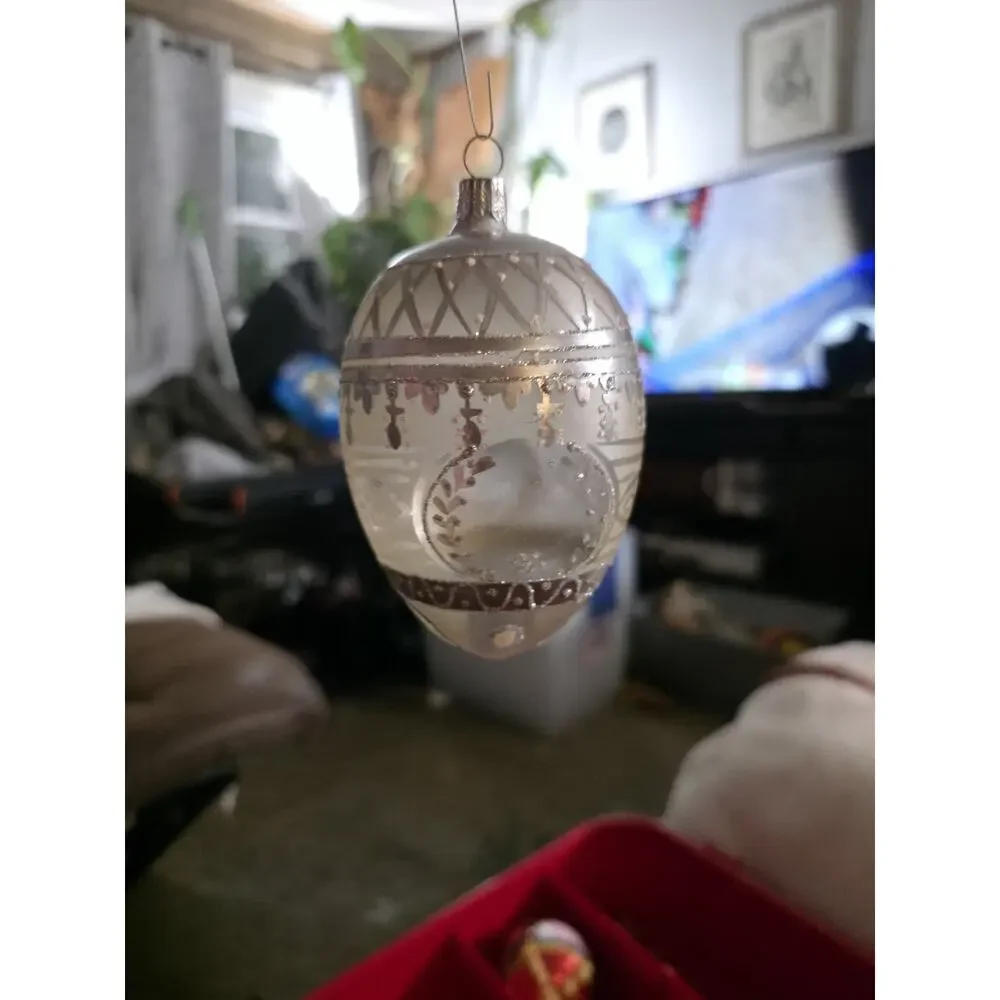 Vintage German Glass Christmas Ornament c1930s–40s Frosted Silvered Germany